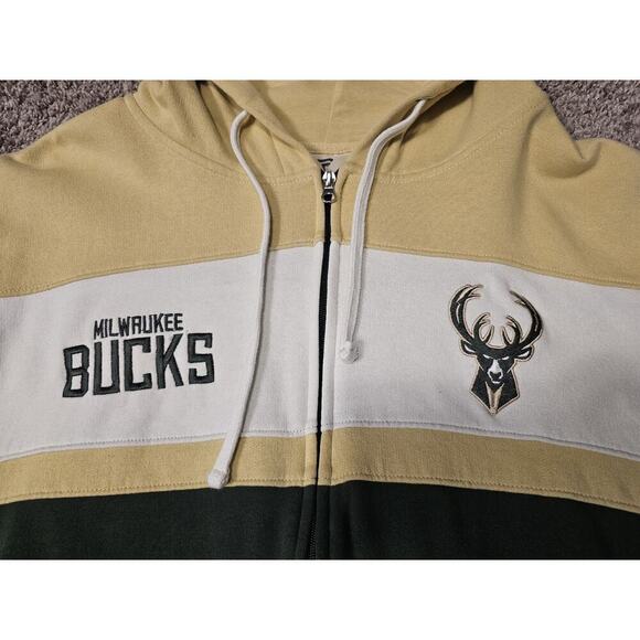 Fanatics Milwaukee Bucks NBA Men's Green Zip Hoodie Sweatshirt Sz Large - Picture 3 of 7